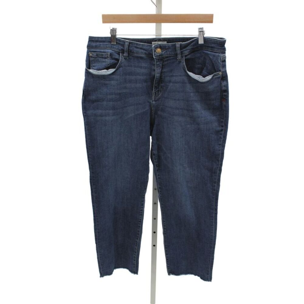 Warp + Weft Women Cropped High Rise Blue Cotton Jeans Size 18